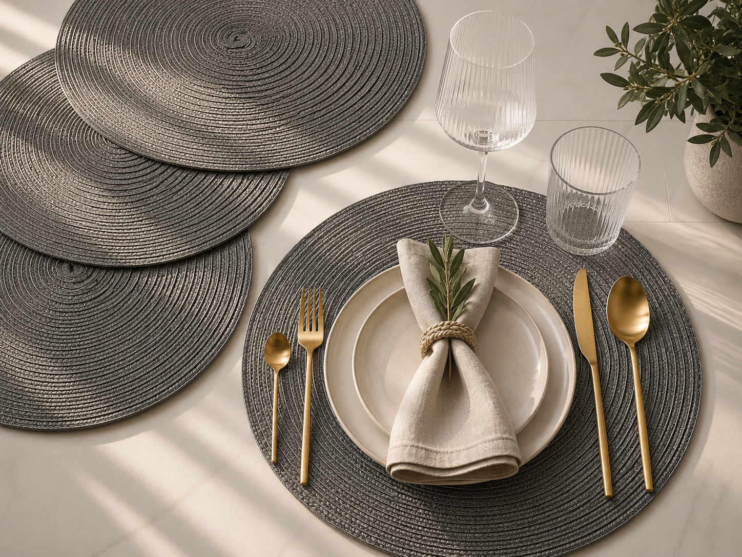 Deluxe rond - placemat grijs