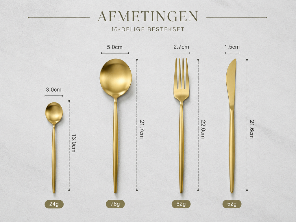 Seoul gold - bestekset 16 delig