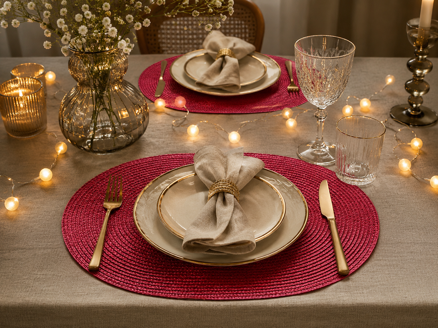 Deluxe oval Placemat wijnrood