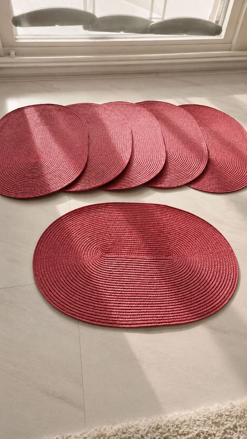 Deluxe oval Placemat wijnrood